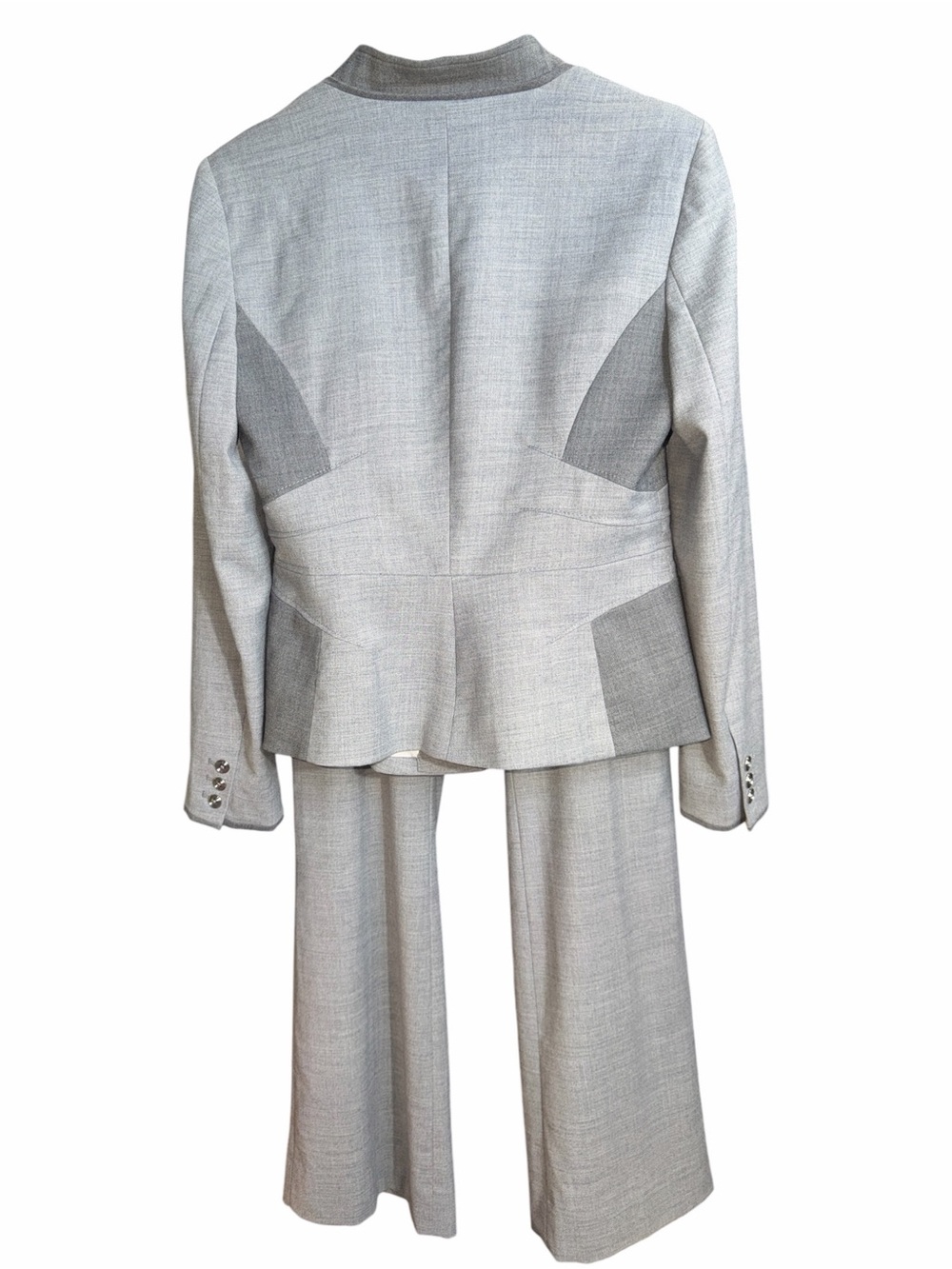 White House Black Market Gray Two-Piece Suit Blazer and Wide-Leg Trousers EC - Picture 4 of 9